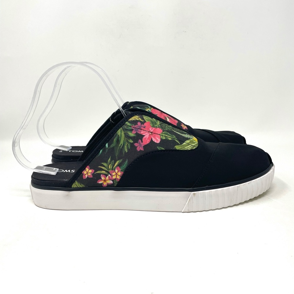 Toms Cordones Indio Mule Black Multi Floral Techy Woven Womens 12